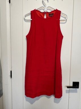 RW&CO. Red Sleeveless Linen Blend Shift Mini Dress